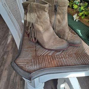 Corral Olive Green Suede Fringe heeled boots